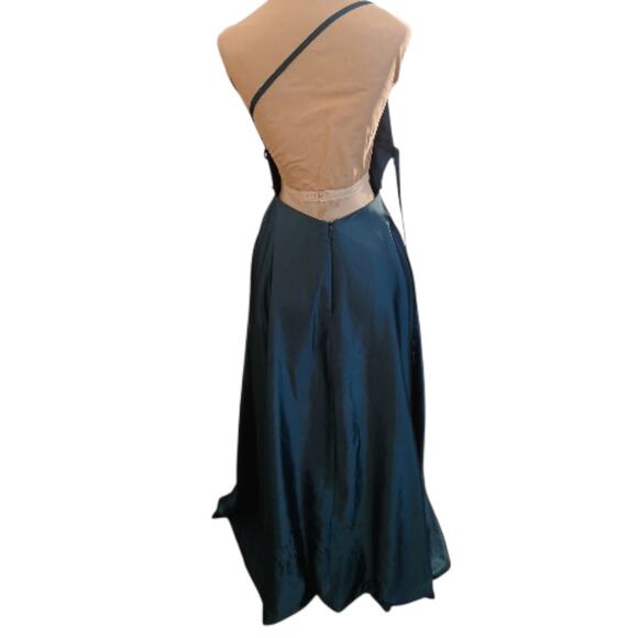 Cicinia Satin Formal Maxi Dress Prom XS Teal Elegant Spaghetti Strap NEED REPAIR - Picture 8 of 16